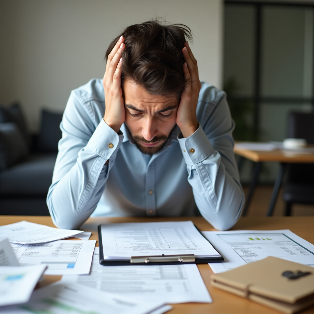 Persona revisando finanzas sin un plan